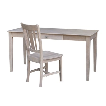 International Concepts Desk with Drawer, Larger Size And Chair 26 in D X 26 H, 30 W X Hardwood, Washed Gray Taupe K09-OF-42-C10
